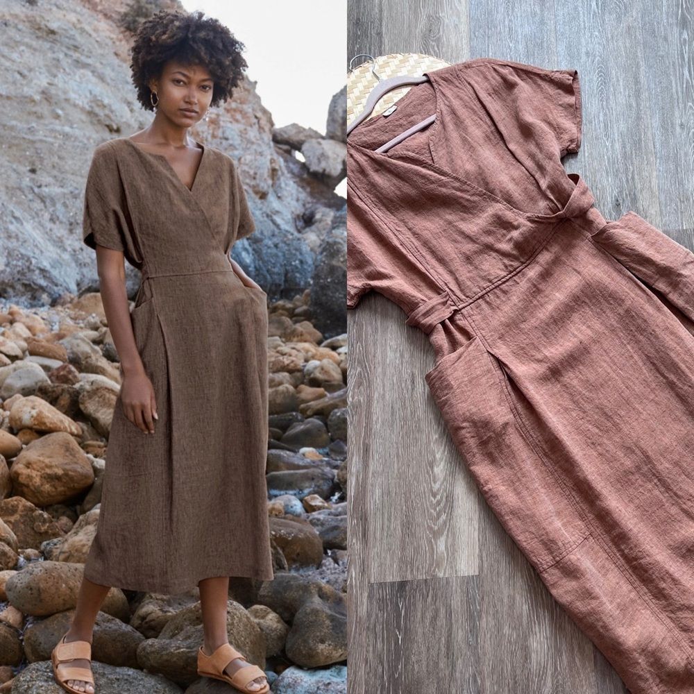 POETRY linen tie back midi dress